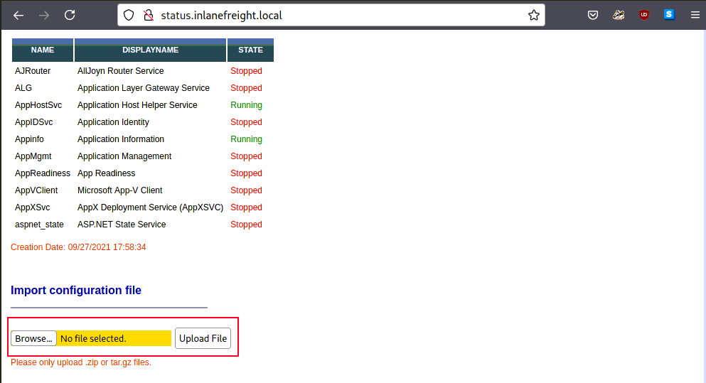 status page